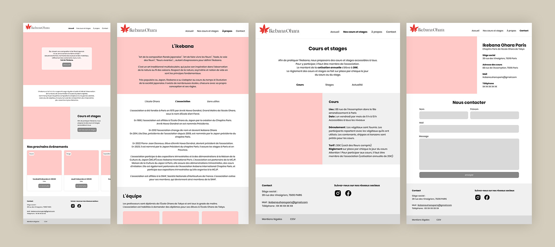 ikebana ohara wireframes
